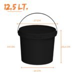 12,5 litre siyah plastik kova – kapaklı ve saplı