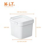 16 litre kare plastik kova – kapaklı ve saplı
